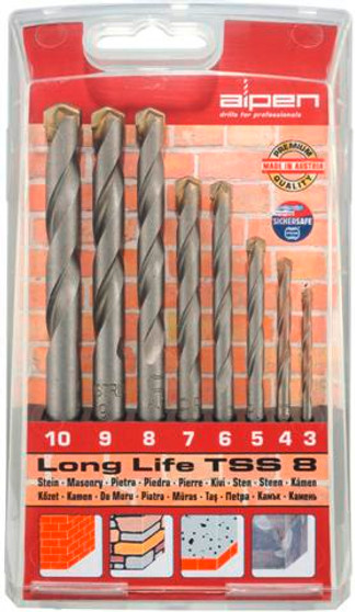 MASONRY DRILL BIT SET 8 PIECE LONG LIFE 3-10MM