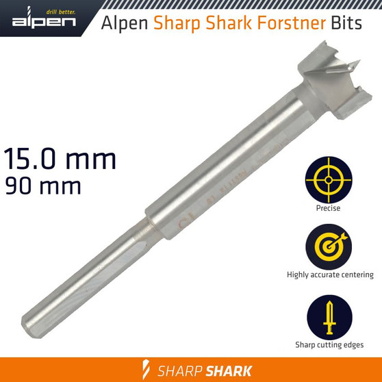 FORSTNER DRILL BIT SHARP SHARK 15MM