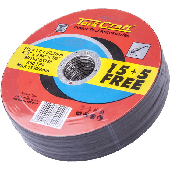 15+ 5 FREE CUTTING DISC STEEL 115 x 1.0 x 22.2MM