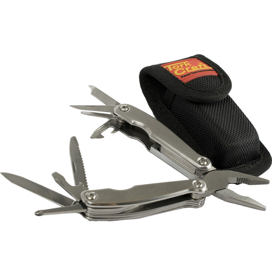 MULTITOOL SILVER MINI WITH LED LIGHT WITH NYLON POUCH IN BLISTER