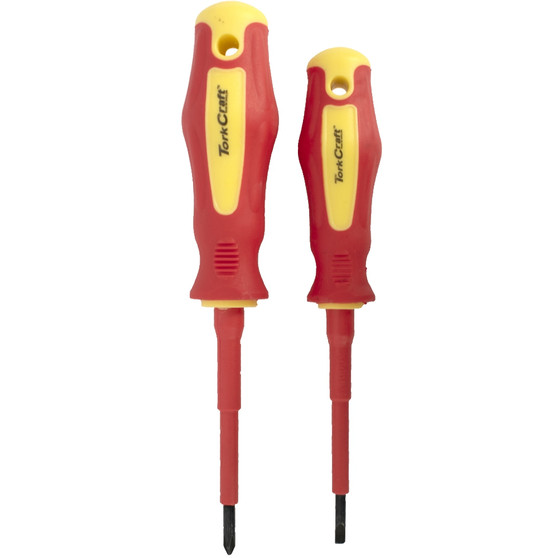 2PC SCREWDRIVER INSULATED VDE 3.5X75MM SLOTTED & PH1X80MM