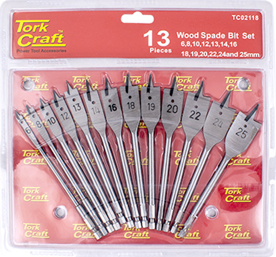 SPADE BIT SET 13PCE DOUBLE BLISTER