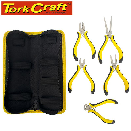 TORK CRAFT 5PC MINI PLIER SET C/W CARRY BAG