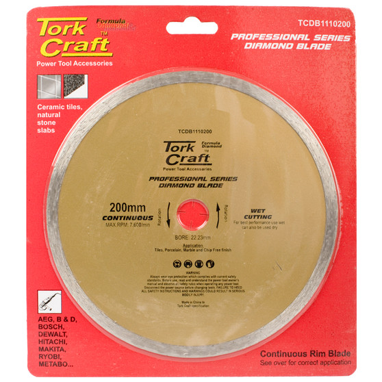 DIAMOND BLADE 200MM X 22.22 CONTINUES RIM