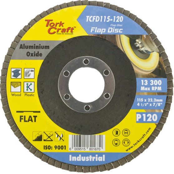 FLAP SANDING DISC 115MM 120 GRIT A/O