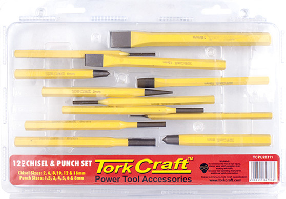 TORK CRAFT CHISEL AND PUNCH SET 12PC