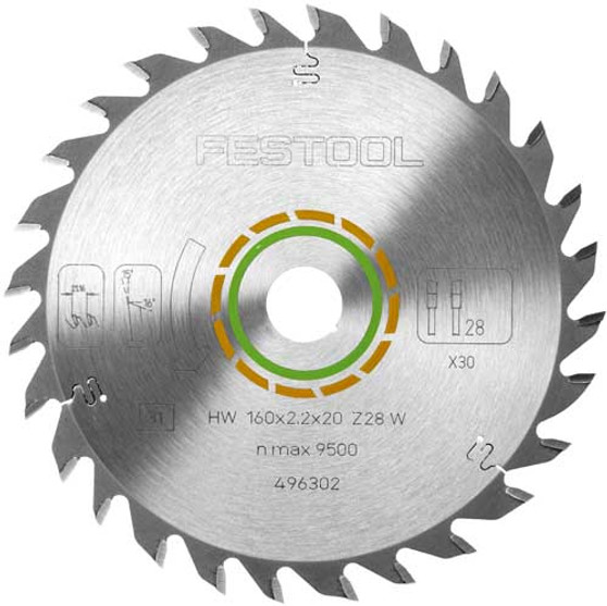 FESTOOL UNIVERSAL SAW BLADE 160X2,2X20 W28 496302