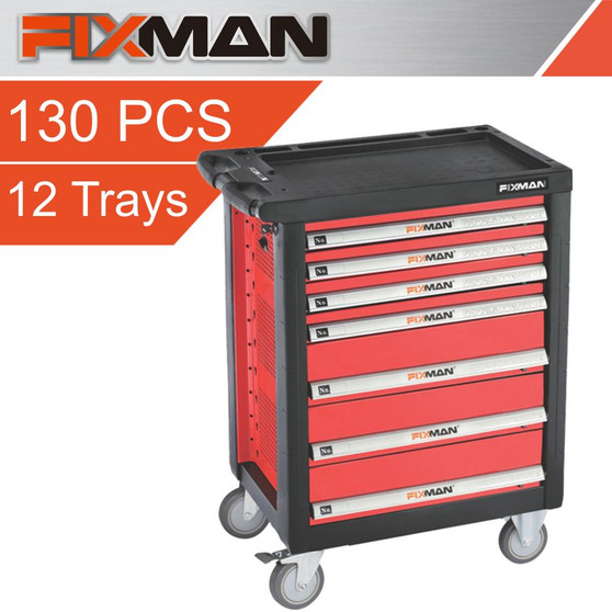 FIXMAN 7 DRAWER IND. ROLLER CABINET ON CASTORS WITH 130PC OF STOCK