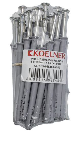 POL HAMMER-IN FIXING 8X100MM X 50 PER PACK