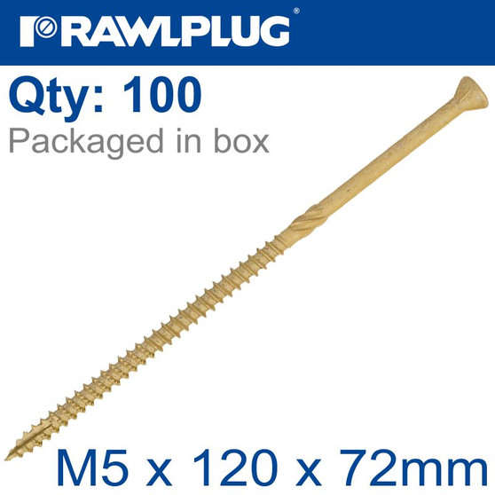 R-DSX DECKING  SCREWS M5 X 120X72 GINGER RUSPERT X100-TUB