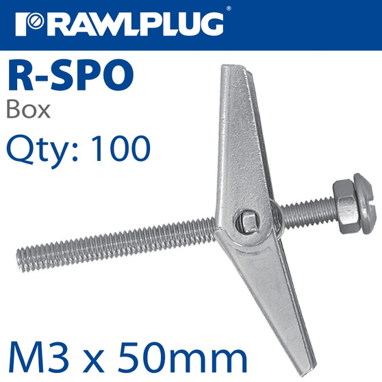 SPRING TOGGLE+SCREWS M3X50 X100-BOX