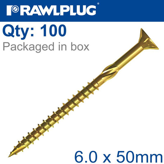 TORX T30 CHIPBOARD SCREW 6.0X50MM X100-BOX