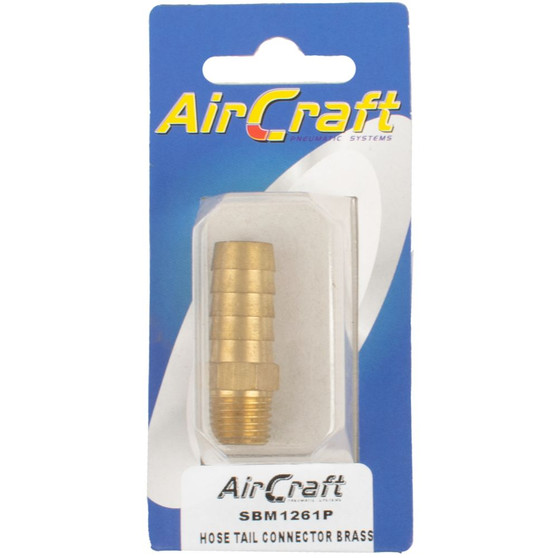 HOSE TAIL CONNECTOR BRASS 1/4M X 13MM 1PC PACK