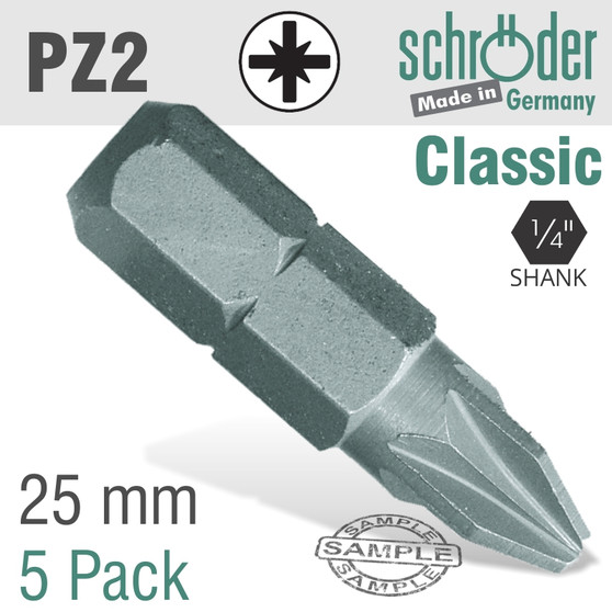 POZI.NO.2X25MM CLASSIC BIT 5CD