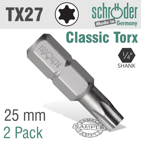 TORX TX27 CLASSIC BIT 25MM 2CD