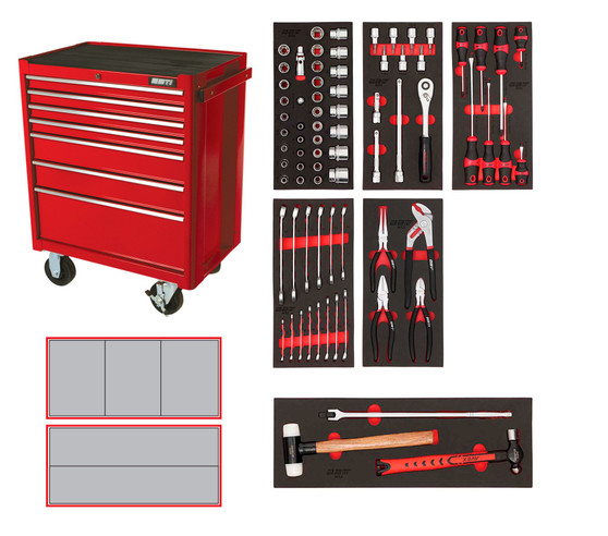 76 Piece Metric Starter Kit - 7 Drawer Roller Cabinet