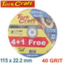 FLAP SANDING DISC 115MM 40GRIT 4+1 FREE A/O