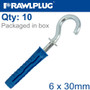 UNIVERSAL NYL PLUG 6X30MM PLUG AND HOOK X10 -BAG