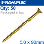 TORX T25 CHIPBOARD SCREW 5.0X90MM X50-BOX