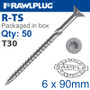 TORX T30 CHIPBOARD SCREW 6.0X90MM X50-BOX