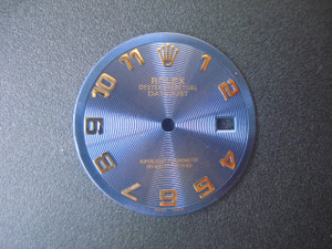 28.5mm Blue Annular Relief Dial Marked Rolex Symbol With Golden Arabic Numerals And Date Window Fit DG 2813 Or MIYOTA 8215 Automatic Movement With DWO For Mens Golden Or 2-tone DATEJUST Watch