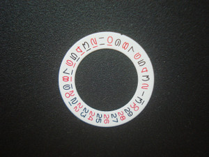 One Pc White Roulette Date Disc Wheel Overlay With Flat 3 And Open 6 & 9  In Black And Red For ETA 2836 Or DG 2813 Or MIYOTA 8215 Automatic Movement Fit The Mens Rolex 3135 Steel DateJust Or SUBMARINER Or GMT-MASTER Or YACHT-MASTER Watch