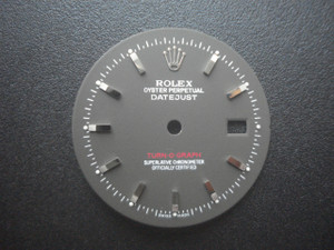 28.7mm Matt Grey-Black Dial Marked Rolex Symbol With Silver Sticks For Mens DATEJUST TURN-O-GRAPH Watch Fit DG 2813 Or MIYOTA 8215 Automatic Movement With DWO