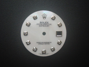 28mm Mother Of Pearl White Dial Marked Rolex Symbol With Silver Rhinestones For Mens Steel DATEJUST Watch Fit ETA 2836 Or DG 2813 Or MIYOTA 8215 Automatic Movement With DWO
