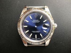 New Style Of Steel Rolex 41mm DateJust Watch Set  With Fluted Bezel And Blue Dial Has Luminous Sticks Fit ETA 2824 Movement