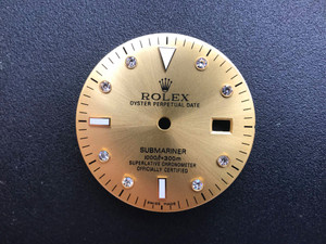 29mm Sunburst Champagne Dial Marked Rolex Symbol With CZ Rhinestones And White Hour Markers For Mens 2-tone Or Golden Submariner Watch Fit ETA 2836 Or DG 2813 Or Automatic Movement With DWO