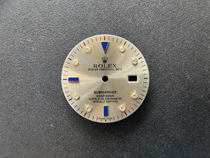 29mm Sunburst Silver Grey Dial Marked Rolex Symbol With Golden CZ Rhinestones And Blue Hour Markers For Mens 2-tone Or Golden Submariner Watch Fit ETA 2836 Or DG 2813 Or Automatic Movement With DWO