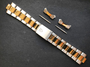 Signed 19mm Tapered To 16mm 2-tone  Oyster Quality Watch Bracelet Band Strap For Vintage 34mm Tudor Prince Date Watch Case