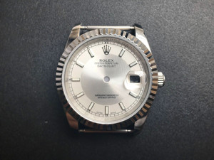 Steel Rolex 116234 DateJust 36mm Watch Set  With Fluted Bezel And Silver-White Tuxedo Dial Fit ETA 2824 Movement