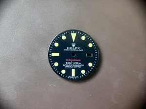 29mm 1680 Vintage Style Of Black Submariner Dial In Matt Marked Rolex Symbol With Red "SUBMARINER" And Yellow Luminova for ETA 2836 Or DG 2813 Or MIYOTA 8215 movement With DWO