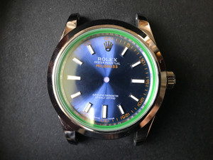 New Style Of Steel Rolex Milgauss 40mm Watch Set  With Smooth Bezel And Blue Dial And Green Crystal Fit ETA 2824 Movement