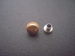 5.3mm Golden Screw Crown Marked Rolex Logo For 34mm Or 26mm Vintage Style Of Date Or 16753 2-tone GMT Watch Fit ETA 2836 Or 2824 Or 2671 Or 2813 Or 8215 Automatic Moverment