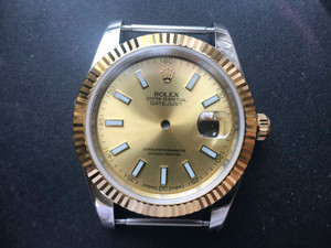 New Style Of 2-tone Rolex 41mm DateJust Watch Set  With Golden Fluted Bezel And Champagne Dial  Has Luminous Sticks Fit ETA 2824 Movement