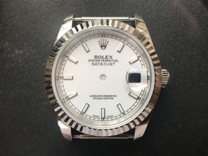 Steel Rolex 116234 DateJust 36mm Watch Set  With Fluted Bezel And White Dial Fit ETA 2824 Movement