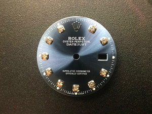 28mm Blue Sunburst Dial Marked Rolex Symbol With Silver Rhinestones For Mens Steel DATEJUST Watch Fit ETA 2836 Or DG 2813 Or MIYOTA 8215 Automatic Movement With DWO
