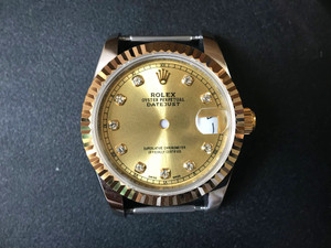 Gold Alloy Plated 2-tone Ladies Rolex 31mm DateJust Watch Set  With fluted Bezel And Champagne Dial Has CZ Rhinestones And Jubilee Watch Band Fit ETA 2671 Movement