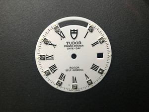 28.5mm White Dial Marked Tudor Symbol With Roman Numerals And Silver CZ Rhinestones For Mens Prince Oyster DAY-DATE Watch Fit ETA 2834 Automatic Movement