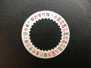 One Pc White Roulette Date Wheel Disc With Black-Red Numbers Fit Genuine 3135 Automatic Movement For The Rolex Dial With Date Window On 3 O'clock