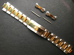 20mm Gold Alloy Plated 2-tone Oyster Quality Watch Bracelet Band Strap With Branded Hidden Clasp For Mens Vintage 36mm ROLEX 2-tone EXPLORER Watch Case