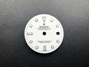 28.5mm 16570 White Explorer II  Polar Dial With Smaller Black Ring Hour Markers Signed Rolex Fit DG 3804 movement For Mens 4 Hands Steel Watch