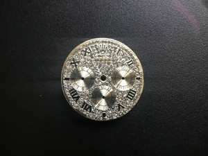 29mm Golden Dial Marked Rolex Symbol With Full CZ Rhinestones And Black Roman Numerals For Mens DAYTONA Watch Fit Chinese 7750 Automatic Movement