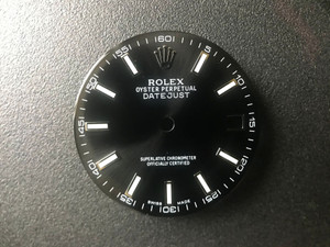 116234 28mm Glossy Black Dial Marked ROLEX Symbol With Super Luminous Sticks  And Small Arabic Numerals With Date Window Fit ETA 2836 Or 2824 Or 2824 Or DG 2813 Or MIYOTA 8215 Automatic Movement For Mens DATEJUST Watch