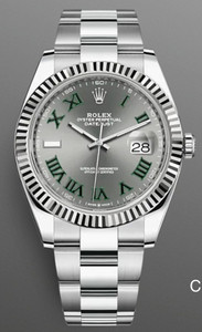 New Style Of Steel Rolex 41mm DateJust Watch Set With Fluted Bezel And Wimbledon Rhodium Dial Fit ETA 2824 Movement