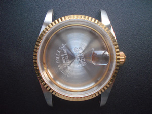 ROLEX Signed Vintage Style of 36mm Stainless Steel 2-Tone DATEJUST Watch Case With Fluted Bezel And 20mm Lugs Have Drilled Through Holes Fit ETA 2824 Or NH35 Movement And Dial In 28.0~29.0mm