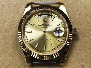 Rolex 41mm Golden Day-Date Watch Set  With Fluted Bezel And Champagne Dial Has Luminous Sticks Fit ETA 2836 Movement
