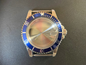 ROLEX Signed 1680 Vintage Style of 40mm Stainless Steel Submariner Watch Case With Acrylic Bubble Crystal Blue Friction Bezel And 20mm Lugs Have Drilled Through Holes Fit ETA 2824 Or NH35/34 Movement And Dial In 28.0~29.0mm
